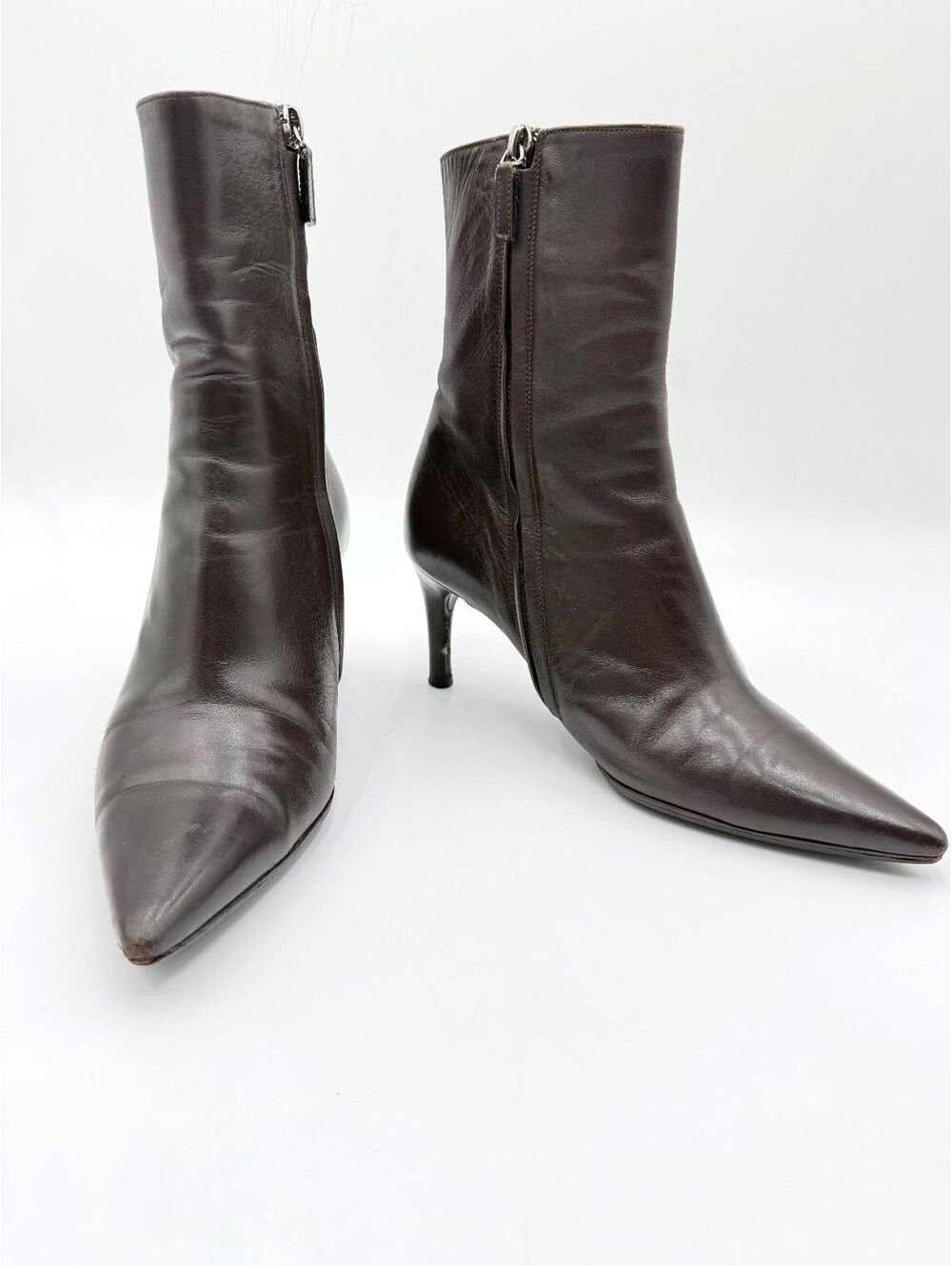 Vintage Gucci Tom Ford Dark Brown Leather Pointed Toe Ankle Boots 36.5 US 6.5